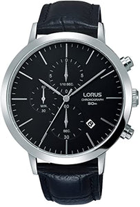 LORUS MEN'S LEATHER STRAP DRESS CHRONOGRAPH