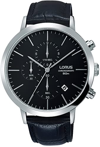 LORUS MEN'S LEATHER STRAP DRESS CHRONOGRAPH