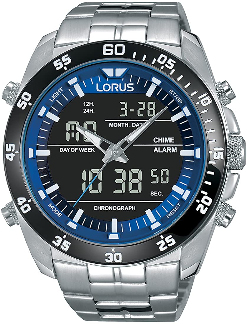 LORUS MEN'S STAINLESS STEEL DUO-DISPLAY CHRONOGRAPH