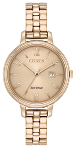 CITIZEN WOMEN'S ECO DRIVE WATER RESISTANT ROSE GOLD TONE EW2443-55X