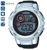 LORUS MEN'S DIGITAL ALARM CHRONO WR 100M R2311KL