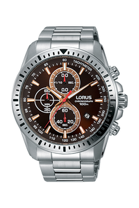 LORUS MEN'S DARK BROWN SUNRAY DIAL CHRONOGRAPH WATCH RM351D