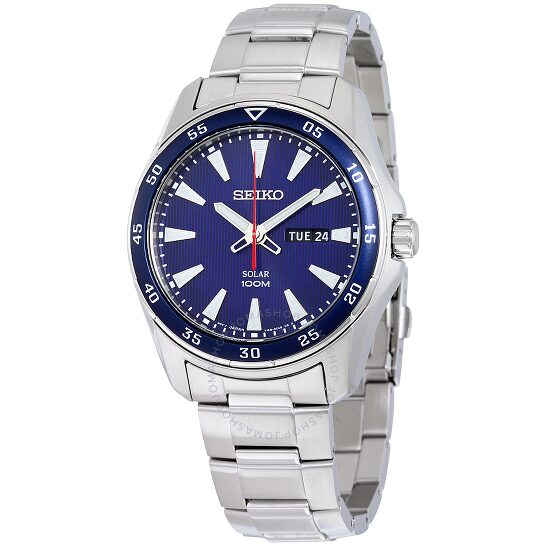 SEIKO MEN'S SOLAR POWERED BLUE DIAL STAINLESS STEEL SNE391